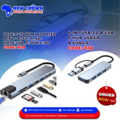 Type C to HDMI Adapter-8 in 1 – RJ45-TF_ SD HDTV USB-2 TYPE C-PD